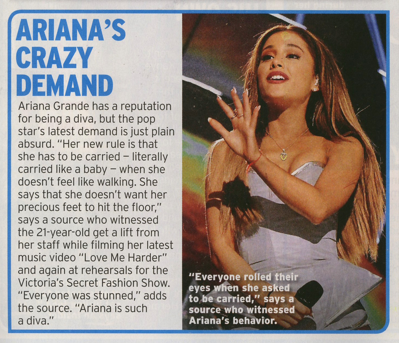 Illustration for article titled This Week In Tabloids: Ariana Grande Makes Staff Carry Her Like a Baby